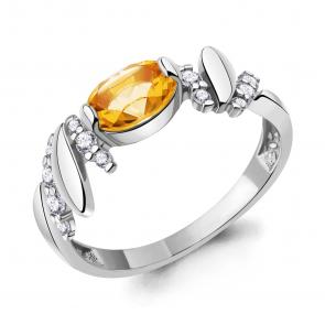 Серебряное кольцо AQUAMARINE с фианитом и цитрином А6978106А фото