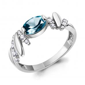 Серебряное кольцо AQUAMARINE с фианитом и Лондон топазом А6978108А фото