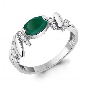 Серебряное кольцо AQUAMARINE с фианитом и агатом А6978109А фото