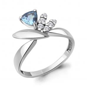 Серебряное кольцо AQUAMARINE с топазом и фианитом А6979605А фото