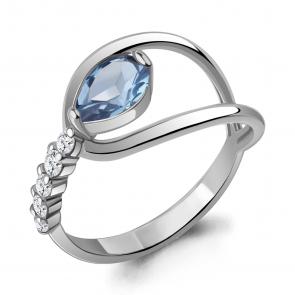 Серебряное кольцо AQUAMARINE с топазом и фианитом А6979805А фото