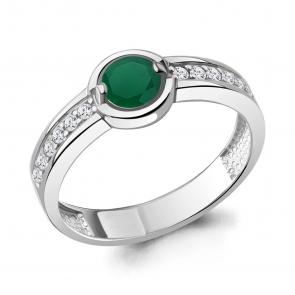 Серебряное кольцо AQUAMARINE с фианитом и агатом А6980009А фото