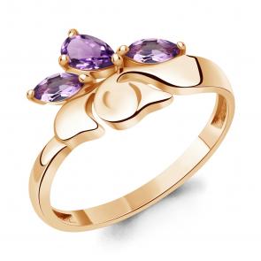 Кольцо из золочёного серебра AQUAMARINE с аметистом А6982804-п фото