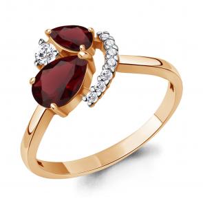 Кольцо из золочёного серебра AQUAMARINE с фианитом и гранатом А6984003А-п фото