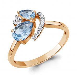 Кольцо из золочёного серебра AQUAMARINE с топазом и фианитом А6984005А-п фото
