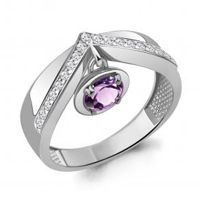 Серебряное кольцо AQUAMARINE с фианитом и аметистом А6985404А фото