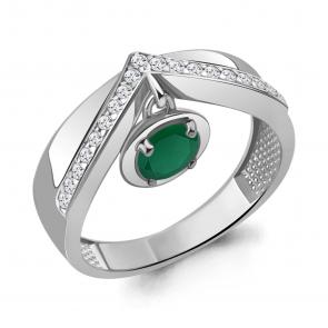 Серебряное кольцо AQUAMARINE с фианитом и агатом А6985409А фото