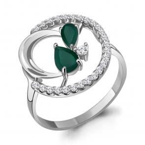 Серебряное кольцо AQUAMARINE с фианитом и агатом А6987109А фото