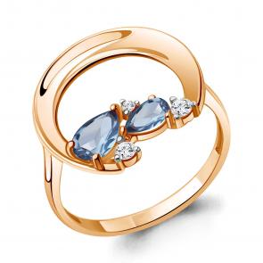 Кольцо из золочёного серебра AQUAMARINE с топазом и фианитом А6987305А-п фото