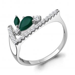 Серебряное кольцо AQUAMARINE с фианитом и агатом А6987509А фото