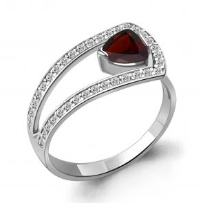 Серебряное кольцо AQUAMARINE с фианитом и гранатом А6987803А фото