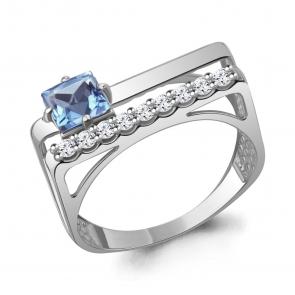 Серебряное кольцо AQUAMARINE с топазом и фианитом А6989205А фото