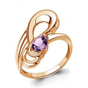 Кольцо из золочёного серебра AQUAMARINE с аметистом А6989604-п фото