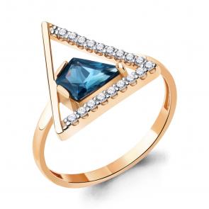 Кольцо из золочёного серебра AQUAMARINE с фианитом и Лондон топазом А6989793А-п фото