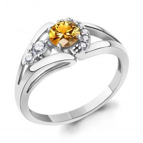 Серебряное кольцо AQUAMARINE с фианитом и цитрином А6990306А фото