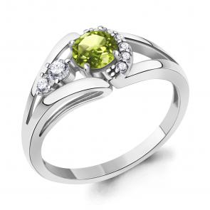 Серебряное кольцо AQUAMARINE с фианитом и хризолитом А6990307А фото