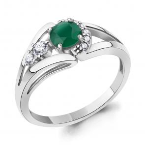 Серебряное кольцо AQUAMARINE с фианитом и агатом А6990309А фото