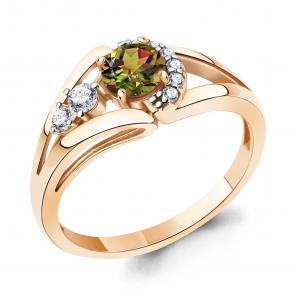 Кольцо из золочёного серебра AQUAMARINE с фианитом и султанитом А6990319А-п фото