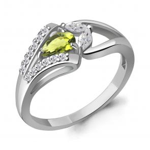 Серебряное кольцо AQUAMARINE с фианитом и хризолитом А6990407А фото