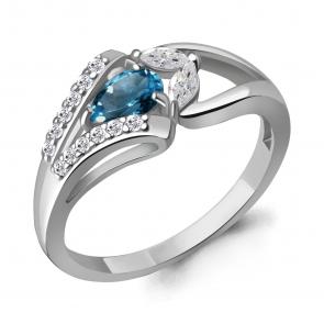 Серебряное кольцо AQUAMARINE с фианитом и Лондон топазом А6990408А фото