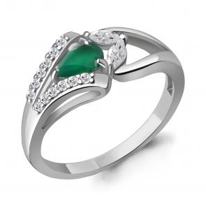 Серебряное кольцо AQUAMARINE с фианитом и агатом А6990409А фото