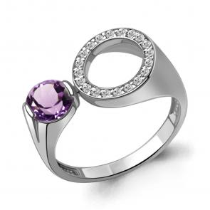 Серебряное кольцо AQUAMARINE с фианитом и аметистом А6990904А фото