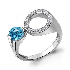 Серебряное кольцо AQUAMARINE с топазом и фианитом А6990905А фото