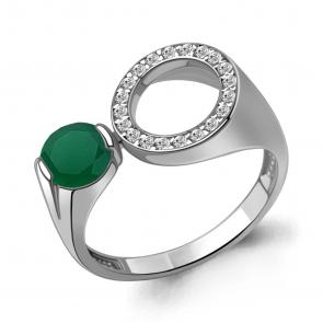 Серебряное кольцо AQUAMARINE с фианитом и агатом А6990909А фото