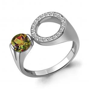 Серебряное кольцо AQUAMARINE с фианитом и султанитом А6990919А фото