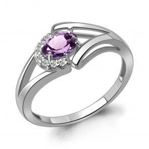 Серебряное кольцо AQUAMARINE с фианитом и аметистом А6991604А фото
