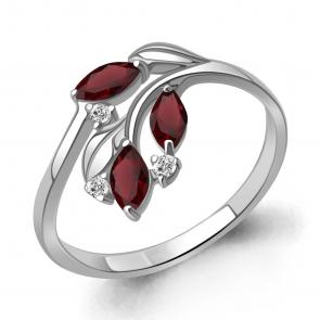 Серебряное кольцо AQUAMARINE с фианитом и гранатом А6991803А фото