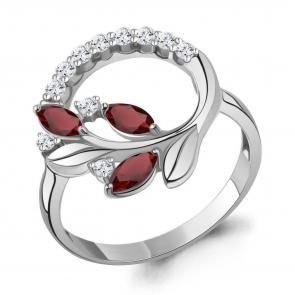 Серебряное кольцо AQUAMARINE с фианитом и гранатом А6992003А фото
