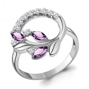 Серебряное кольцо AQUAMARINE с фианитом и аметистом А6992004А фото