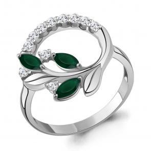 Серебряное кольцо AQUAMARINE с фианитом и агатом А6992009А фото