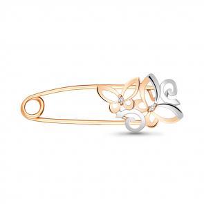 Булавка из золочёного серебра AQUAMARINE с фианитом А72581-пк фото