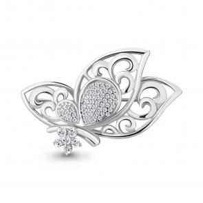 Серебряная брошь AQUAMARINE с фианитом А72679А фото