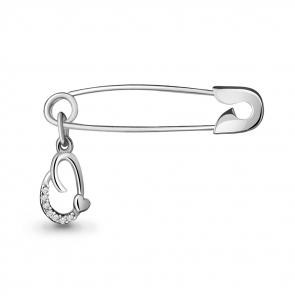 Серебряная булавка-буква О AQUAMARINE с фианитом А72712А фото