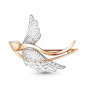 Брошь из золочёного серебра AQUAMARINE А72750-пк фото