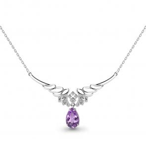 Серебряное колье AQUAMARINE с фианитом и аметистом А7354404А фото