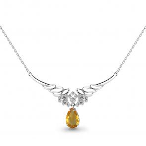 Серебряное колье AQUAMARINE с фианитом и цитрином А7354406А фото