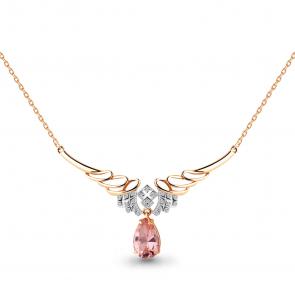 Колье из золочёного серебра AQUAMARINE с фианитом и морганитом А7354490А-пк фото