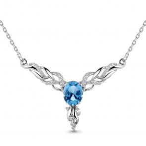 Серебряное колье AQUAMARINE с топазом и фианитом А7354792А фото