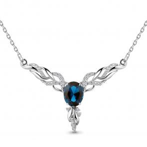 Серебряное колье AQUAMARINE с фианитом и Лондон топазом А7354793А фото