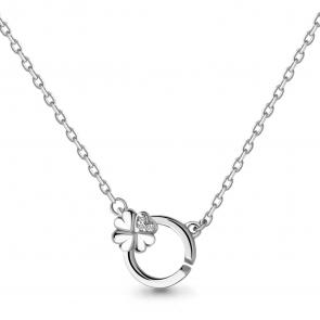 Серебряное колье AQUAMARINE с фианитом А73581А фото