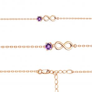 Браслет из золочёного серебра AQUAMARINE с аметистом А7364004-п фото