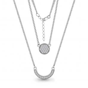 Серебряное колье AQUAMARINE с фианитом А73664А фото