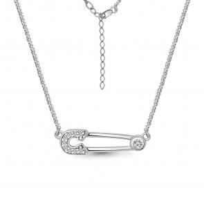 Серебряное колье AQUAMARINE с фианитом А73680А фото