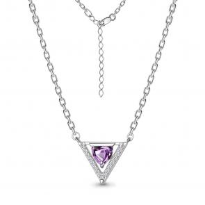 Серебряное колье AQUAMARINE с фианитом и аметистом А7375204А фото