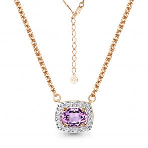 Колье из золочёного серебра AQUAMARINE с фианитом и аметистом А7381004А-п фото