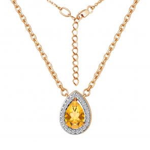 Колье из золочёного серебра AQUAMARINE с фианитом и цитрином А7381206А-п фото